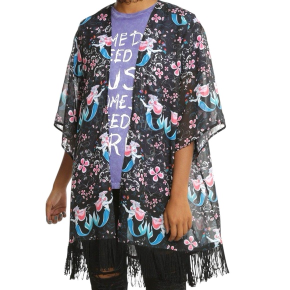 Disney The Little Mermaid Ariel Watercolor Woman's Kimono Coverup Size Small - Picture 1 of 10